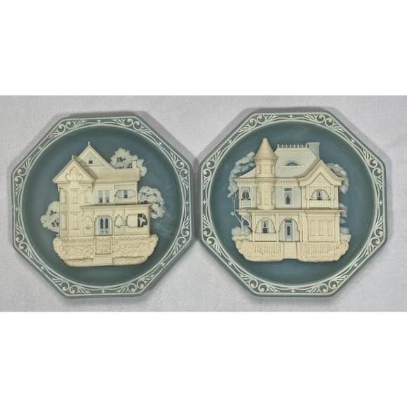 Incolay Studios Victorian Dream Homes Plates 125 Main & 212 Third Ave Lot of 2 - Picture 1 of 15